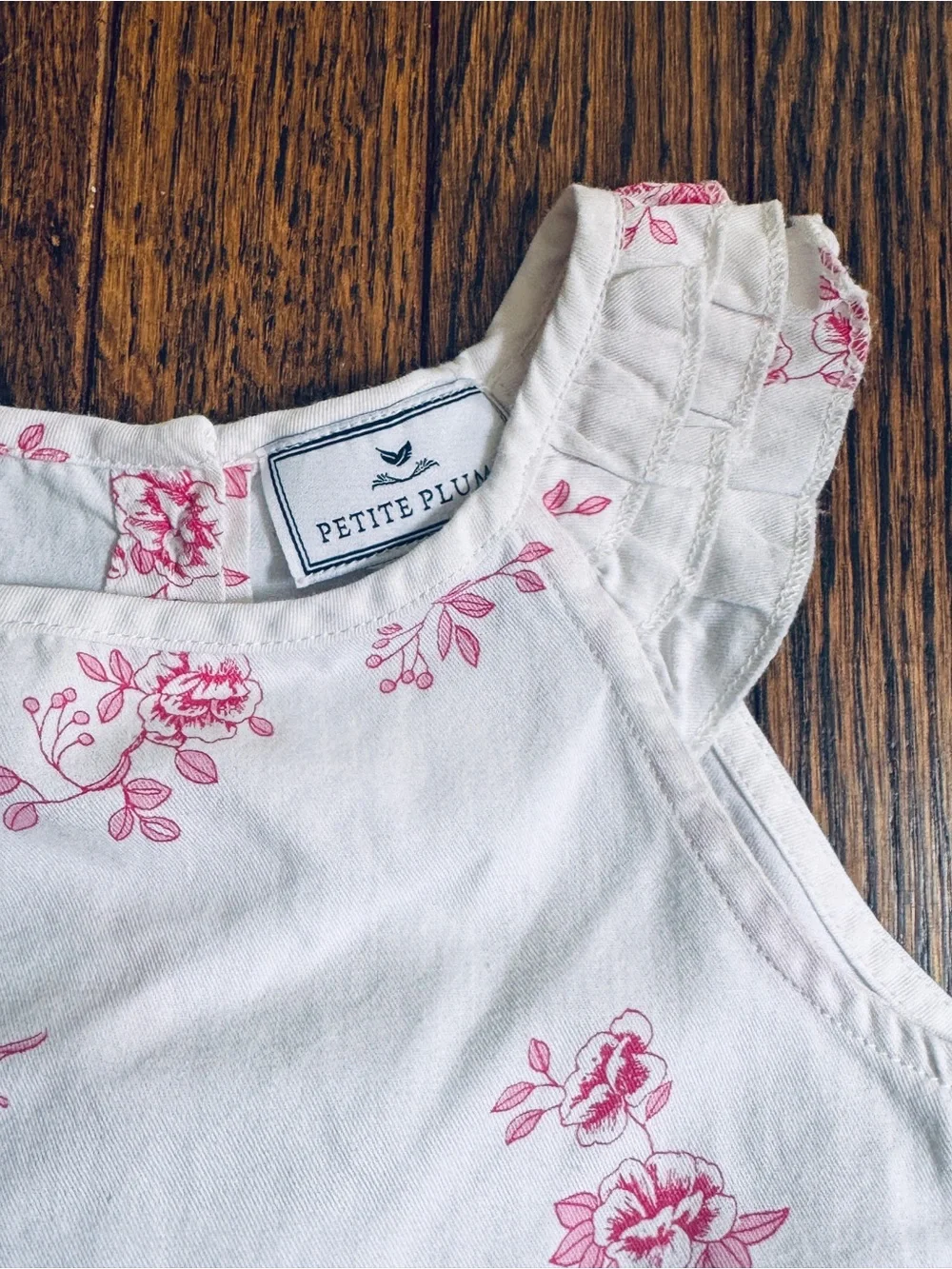 Amelie White Nightgown with English Floral Rose Print and Ruffle Cap Sleeves
